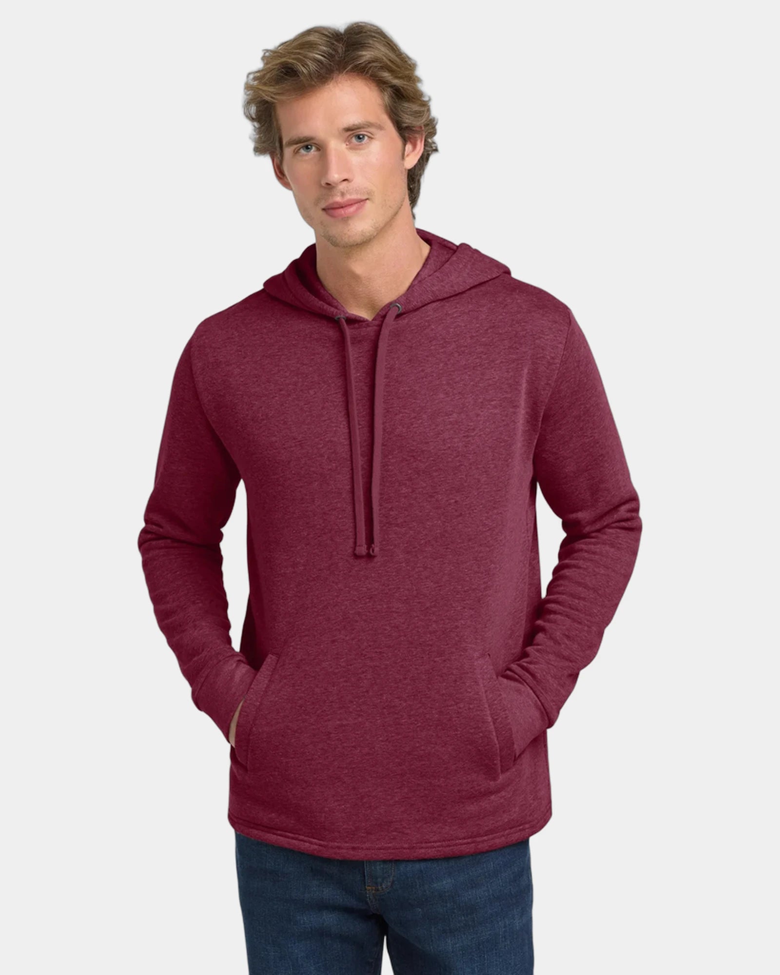 Custom pullover hoodie Malibu cotton-blend fleece - Heather Cardinal